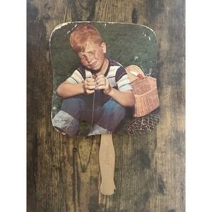 RARE‎ Vintage Advertising Hand Fan Boy Eating Watermelon Elba Alabama Funeral